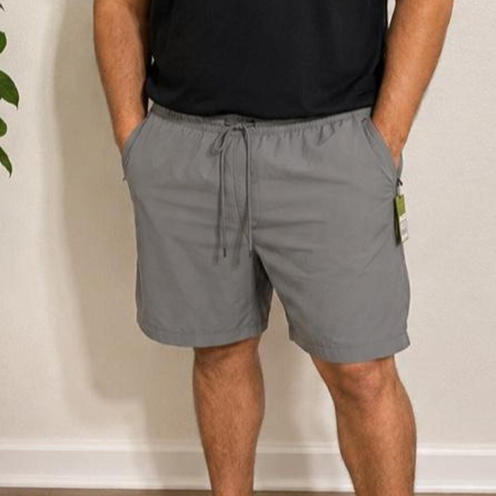 Mens gray drawstring shorts brand